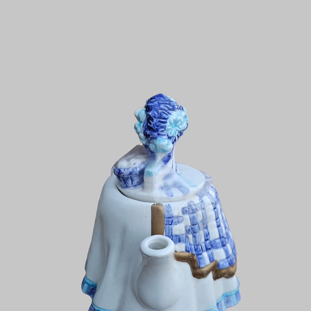 Blue and White Ceramic Teapot Figurine - Picture 3 of 9